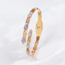 Dazzling Zirconia Gold Plated Buckle Bracelet 